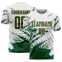 Custom Soccer Jersey, White Green Kelly Sportswear Jersey Shirt, Athletic Mesh Moisture Wicking Jersey, Casual Gift for Men