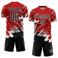 Custom Soccer Jersey, Red Black White Sportswear Jersey Shirt, Athletic Mesh Moisture Wicking Jersey, Casual Gift for Men, Style Soccer2027