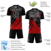 Custom Soccer Jersey, Black Red White Sportswear Jersey Shirt, Athletic Mesh Moisture Wicking Jersey, Casual Gift for Men, Style Soccer2722