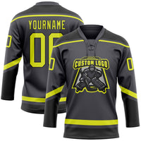 Custom Hockey Jersey, Gray Yellow Black Sportswear Jersey Shirt, Athletic Long Sleeve V Neck Jersey, Casual Gift for Men