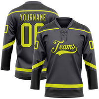 Custom Hockey Jersey, Gray Yellow Black Sportswear Jersey Shirt, Athletic Long Sleeve V Neck Jersey, Casual Gift for Men