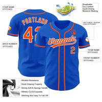 Custom Baseball Jersey, Blue Orange White Sportswear Jersey Shirt, Athletic Button Down Moisture Wicking Jersey, Casual Gift for Men