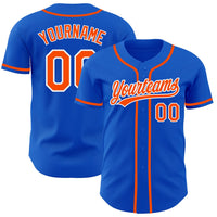 Custom Baseball Jersey, Blue Orange White Sportswear Jersey Shirt, Athletic Button Down Moisture Wicking Jersey, Casual Gift for Men