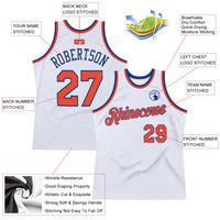 Custom Basketball Jersey, White Orange Royal Authentic Sportswear Jersey Shirt, Athletic Mesh Moisture Wicking Jersey, Casual Gift for Men