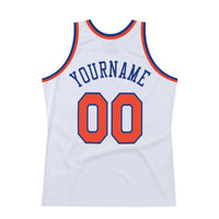 Custom Basketball Jersey, White Orange Royal Authentic Sportswear Jersey Shirt, Athletic Mesh Moisture Wicking Jersey, Casual Gift for Men