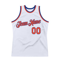 Custom Basketball Jersey, White Orange Royal Authentic Sportswear Jersey Shirt, Athletic Mesh Moisture Wicking Jersey, Casual Gift for Men