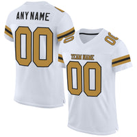 Custom Football Jersey, White Old Gold Black Sportswear Jersey Shirt, Athletic Mesh Moisture Wicking Jersey, Casual Gift for Men