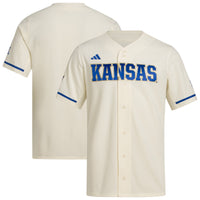 Kansas Jayhawks Baseball Jersey, Cream Replica Sportswear Jersey Shirt, Lightweight Breathable Athletic Jersey, Casual Gift for Men