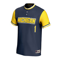 Michigan Wolverines Softball Jersey, Navy Fashion Sportswear Jersey Shirt, Lightweight Breathable Athletic Jersey, Casual Gift for Men
