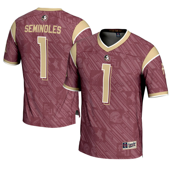 Florida State Seminoles #1 Garnet Highlight Print Football Fashion Jersey