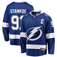 Steven Stamkos Tampa Bay Lightning Hockey Jersey, Blue Breakaway Sportswear Jersey Shirt, Long Sleeve Hockey Sweater Jersey, Casual Gift for Men