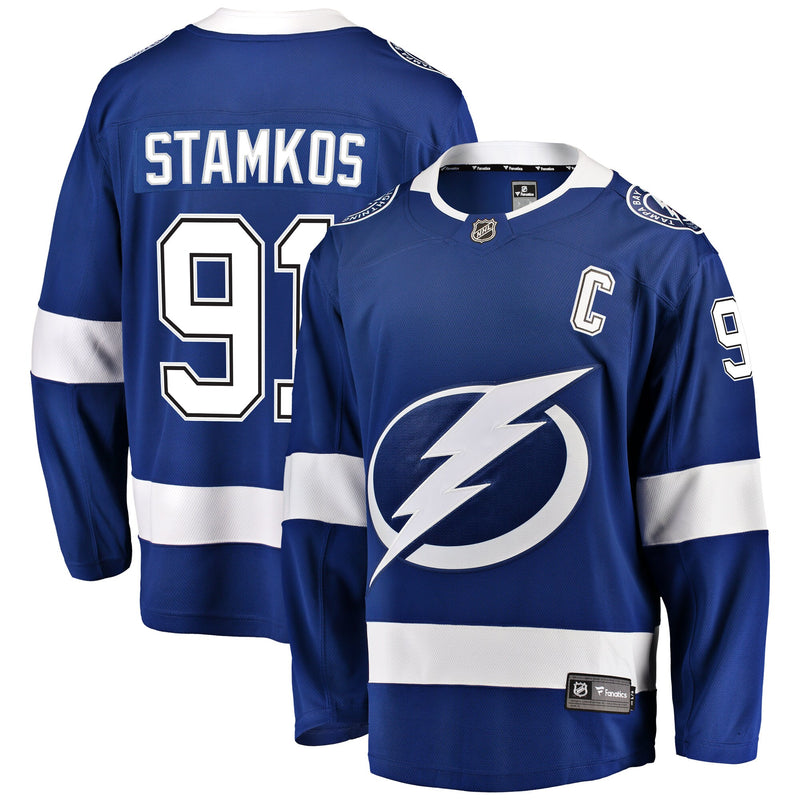 Steven Stamkos Tampa Bay Lightning Hockey Jersey, Blue Breakaway Sportswear Jersey Shirt, Long Sleeve Hockey Sweater Jersey, Casual Gift for Men