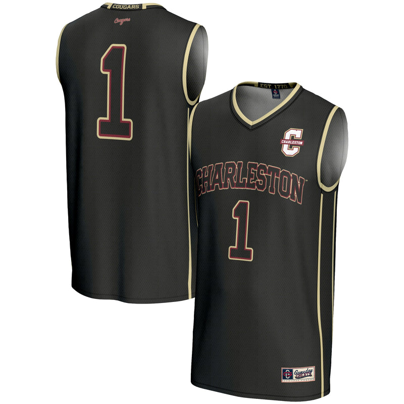 Charleston Cougars Basketball Jersey, Black Sportswear Jersey Shirt, Sleeveless Athletic Tank Jersey, Casual Gift for Men