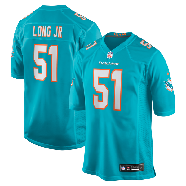 Miami Dolphins David Long Jr. Aqua Game Jersey