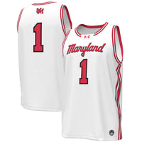 Maryland Terrapins Basketball Jersey, White Replica Throwback Sportswear Jersey Shirt, Sleeveless Athletic Tank Jersey, Casual Gift for Men