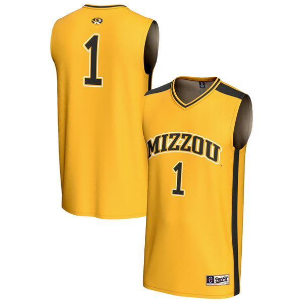 #1 Missouri Tigers Lightweight Collegiate Basketball Fashion Jersey - Gold