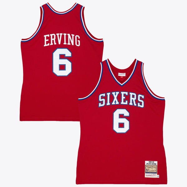 Philadelphia 76ers Julius Erving 82-83 Authentic Road Jersey - Scarlet