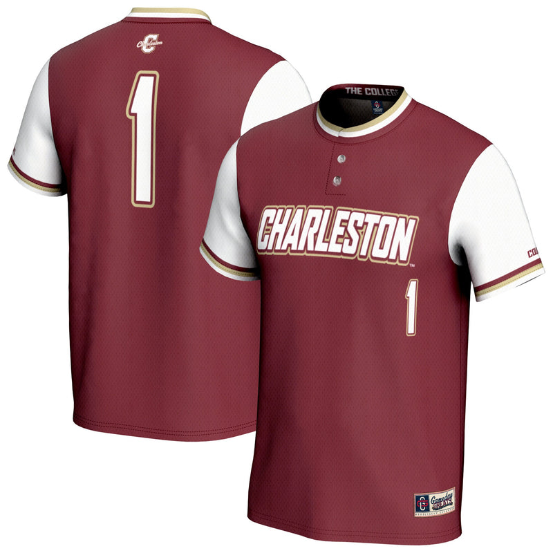 Charleston Cougars Softball Jersey, Maroon Fashion Sportswear Jersey Shirt, Lightweight Breathable Athletic Jersey, Casual Gift for Men