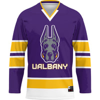 UAlbany Great Danes Hockey Jersey, Purple Sportswear Jersey Shirt, Long Sleeve Hockey Sweater Jersey, Casual Gift for Men