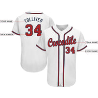 Custom Baseball Jersey, White Red Navy Sportswear Jersey Shirt, Athletic Button Down Moisture Wicking Jersey, Casual Gift for Men