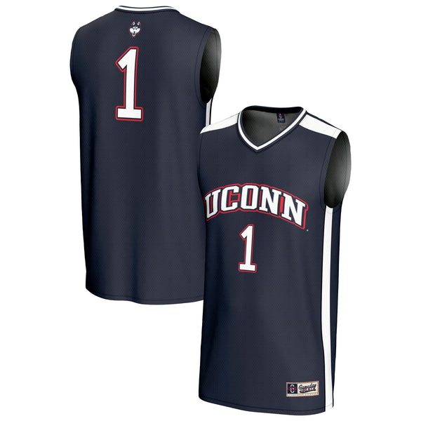 #1 UConn Huskies Lightweight Collegiate Basketball Fashion Jersey - Navy