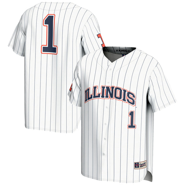 #1 White Illinois Fighting Illini Lightweight Baseball Jersey