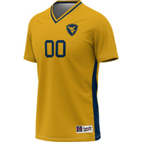 West Virginia Mountaineers Soccer Jersey, Gold Lightweight Sportswear Jersey Shirt, Lightweight Breathable Athletic Jersey, Casual Gift for Men