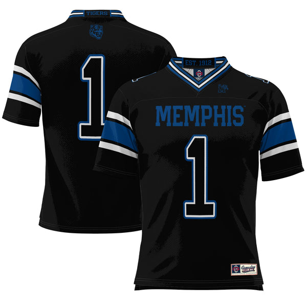 #1 Black Memphis Tigers Endzone Football Jersey
