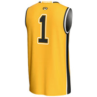 Missouri Tigers Basketball Jersey, Gold Lightweight Sportswear Jersey Shirt, Sleeveless Athletic Tank Jersey, Casual Gift for Men