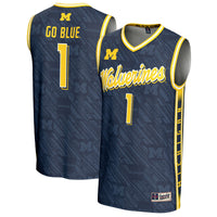 Michigan Wolverines Basketball Jersey, Navy Sportswear Jersey Shirt, Sleeveless Athletic Tank Jersey, Casual Gift for Men, Style 201516382