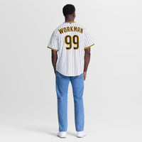 Gage Workman San Diego Padres Baseball Jersey, White Sportswear Jersey Shirt, Lightweight Breathable Athletic Jersey, Casual Gift for Men