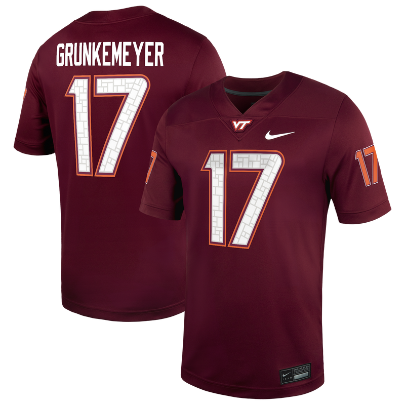 Virginia Tech Hokies Football Jersey, Maroon Game Home Sportswear Jersey Shirt, Lightweight Breathable Athletic Jersey, Casual Gift for Men