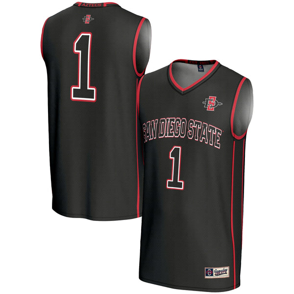 #1 San Diego State Aztecs Lightweight Basketball Fashion Jersey - Black