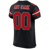 Custom Football Jersey, Black Red White Sportswear Jersey Shirt, Athletic Mesh Moisture Wicking Jersey, Casual Gift for Men