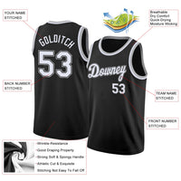 Custom Basketball Jersey, Black White Gray Sportswear Jersey Shirt, Athletic Mesh Moisture Wicking Jersey, Casual Gift for Men