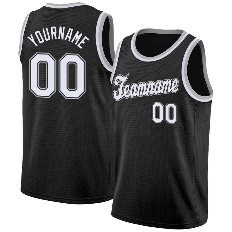Custom Basketball Jersey, Black White Gray Sportswear Jersey Shirt, Athletic Mesh Moisture Wicking Jersey, Casual Gift for Men