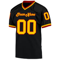 Custom Football Jersey, Black Gold Red Sportswear Jersey Shirt, Athletic Mesh Moisture Wicking Jersey, Casual Gift for Men, Style Black0416