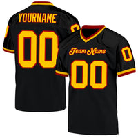 Custom Football Jersey, Black Gold Red Sportswear Jersey Shirt, Athletic Mesh Moisture Wicking Jersey, Casual Gift for Men, Style Black0416