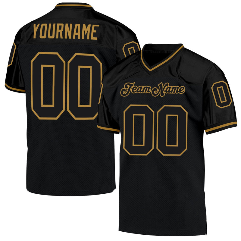 Custom Football Jersey, Black Old Gold Sportswear Jersey Shirt, Athletic Mesh Moisture Wicking Jersey, Casual Gift for Men, Style Black0418