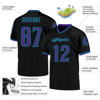 Custom Football Jersey, Black Purple Aqua Sportswear Jersey Shirt, Athletic Mesh Moisture Wicking Jersey, Casual Gift for Men
