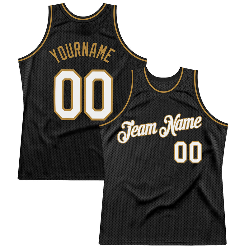 Custom Basketball Jersey, Black White Old Gold Throwback Sportswear Jersey Shirt, Athletic Mesh Moisture Wicking Jersey, Casual Gift for Men