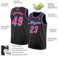 Custom Basketball Jersey, Black White Pink Pinstripe Sportswear Jersey Shirt, Athletic Mesh Moisture Wicking Jersey, Casual Gift for Men