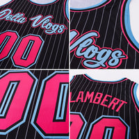 Custom Basketball Jersey, Black White Pink Pinstripe Sportswear Jersey Shirt, Athletic Mesh Moisture Wicking Jersey, Casual Gift for Men