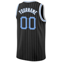 Custom Basketball Jersey, Black White Light Blue Pinstripe Sportswear Jersey Shirt, Athletic Mesh Moisture Wicking Jersey, Casual Gift for Men