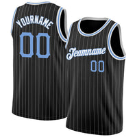 Custom Basketball Jersey, Black White Light Blue Pinstripe Sportswear Jersey Shirt, Athletic Mesh Moisture Wicking Jersey, Casual Gift for Men