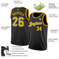 Custom Basketball Jersey, Black White Gold Pinstripe Sportswear Jersey Shirt, Athletic Mesh Moisture Wicking Jersey, Casual Gift for Men