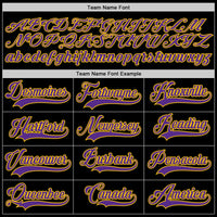 Custom Baseball Jersey, Black Purple Gold Sportswear Jersey Shirt, Athletic Button Down Moisture Wicking Jersey, Casual Gift for Men