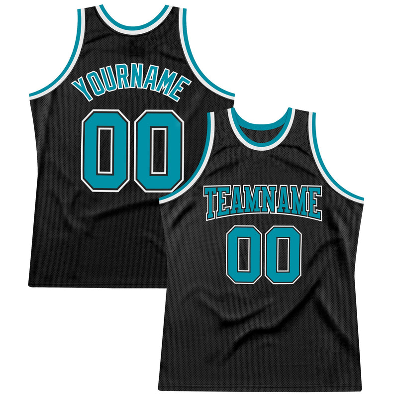 Custom Basketball Jersey, Black Teal White Throwback Sportswear Jersey Shirt, Athletic Mesh Moisture Wicking Jersey, Casual Gift for Men