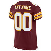Custom Football Jersey, Burgundy White Gold Sportswear Jersey Shirt, Athletic Mesh Moisture Wicking Jersey, Casual Gift for Men
