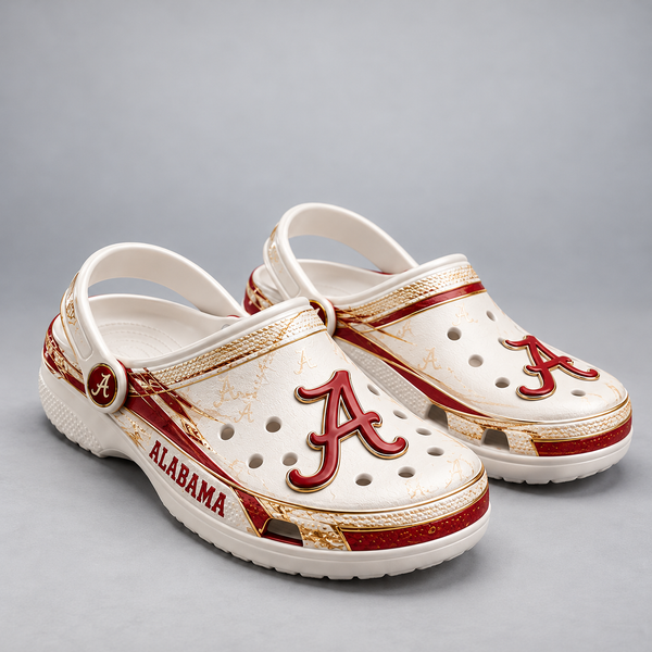 ALA Script in Crimson - Ivory and Gold Statement Clogs - main